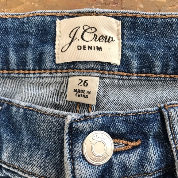 J. Crew | Women’s blue denim slim raw hem, ripped knee jeans, size 26 - Picture 12 of 15